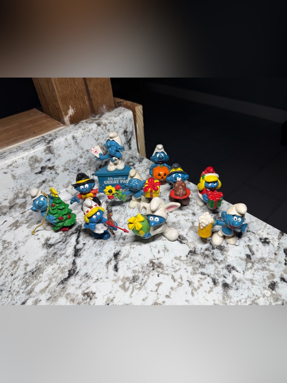 Vintage Holiday Smurfs PVC Figure Lot of 10 Peyo Schleich Christmas Halloween